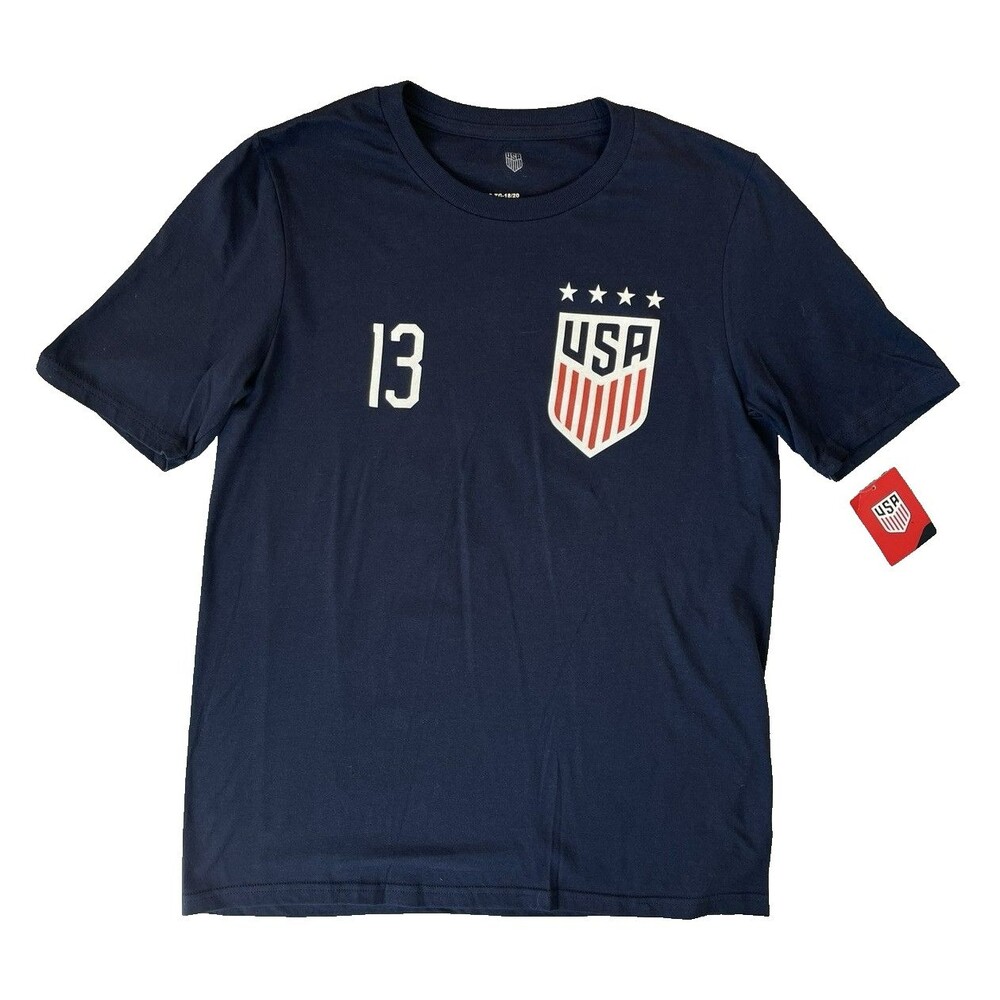 USA Soccer Team #13 Alex Morgan T-shirt Blue Youth XL 18/20  World Cup USA Tee